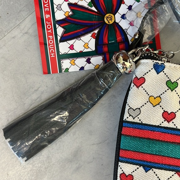 Brighton  NWT  Love & Joy Pouch  Canvas crossbody  multicolor/large seasonal bow - Picture 7 of 13